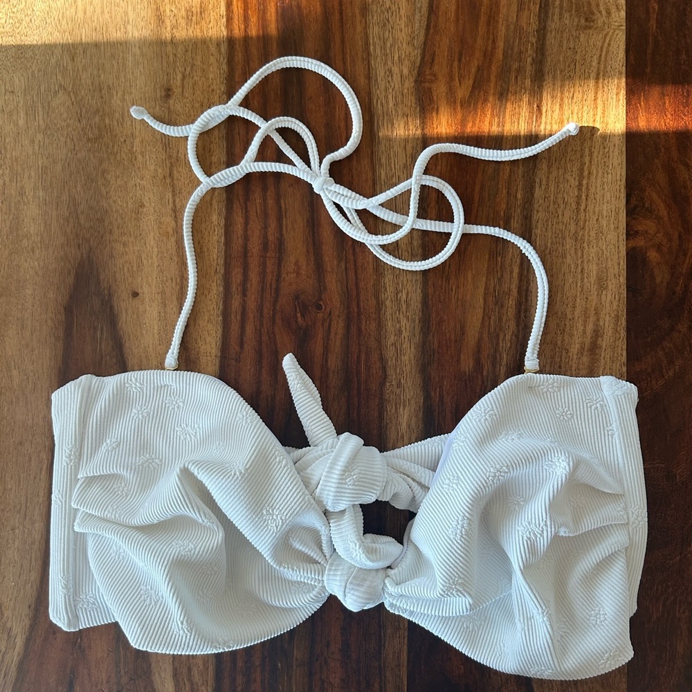 Skatie Cream Textured Bikini Top